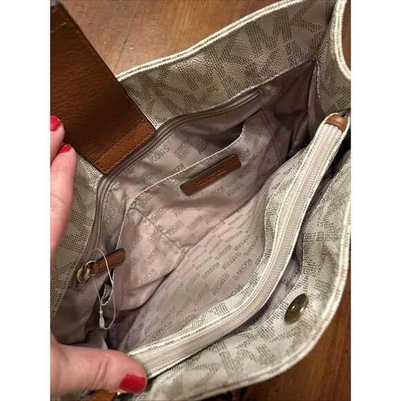 michael kors hamilton handbag large White And Brown Leather Strap - Picture 6 of 8